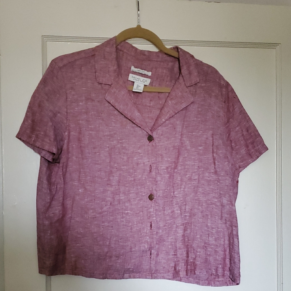 Linen - Rachel Zoe Pink Linen‎ Shirt
